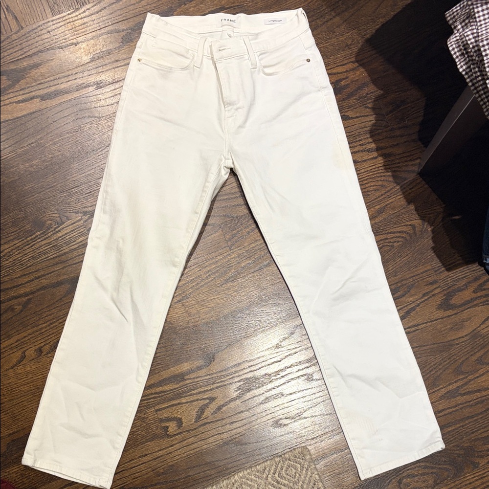 Women’s Le High White Straight-Leg Frame Denim Jeans
